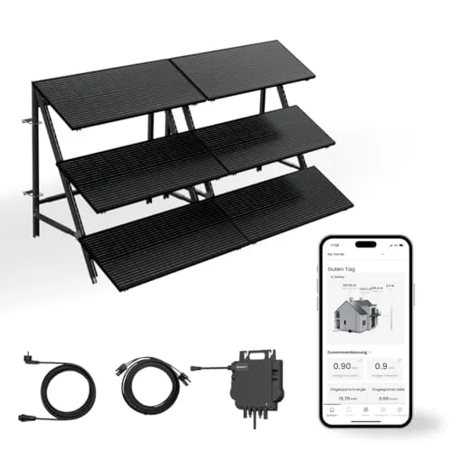 MoeCell Solar Balkonkraftwerk 450W - Komplettset mit Halterung und 800W Wechselrichter - Netzgebundene Photovoltaikanlagen: Komplettset für Balkon mit 45% mehr Leistung dank doppeltem Anstellwinkel, einfache Installation und flexible Halterung für jedes Geländer.