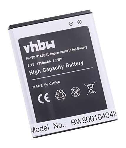 vhbw Akku kompatibel mit Samsung Galaxy R GT-i9103, EK-GC100Z, S2 Plus GT-i9105 Handy Smartphone Telefon (1750 mAh, 3,7 V, Li-Ion) - Ersatz für EB-F1A2GBU, EB-F1A2