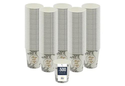 BENBOW Einwegbecher 180 ml - 500 Stück im Karton - Praktische Einwegbecher für Kaffee, ideal für den Einsatz bei Veranstaltungen oder im Büro. Hergestellt aus beschichtetem Karton, bieten sie Stabilität und eine ansprechende Optik.