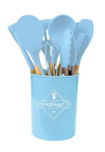 Cheffinger 12-tlg Kochbesteck-Set - Kochbesteck-Sets mit robusten, hygienischen Silikonhelfern, spülmaschinenfest und leicht zu reinigen – ideal für jede Küche!