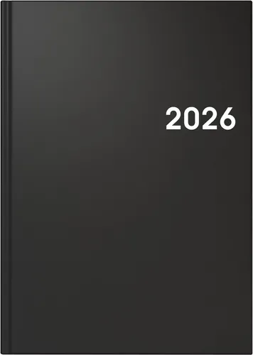 BRUNNEN Buchkalender 2026 A5 schwarz - Kalender in A5-Format, hochwertig in Deutschland hergestellt und ideal für die Organisation Ihres Alltags.