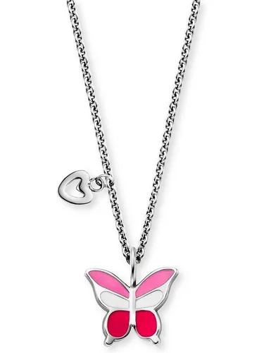 Engelsrufer Kinderkette SS25 HENS-PINKBUTTERFLY - Colliers aus Edelstahl und Emaille, bezaubernde Kinderkette mit pinkem Schmetterlingsdesign - perfekt für kleine Mädchen.