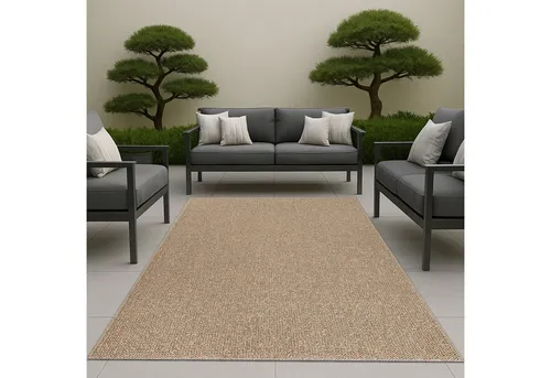 CARPETIA In & Outdoor Teppich 120 x 160 cm - Teppich mit Jute-Optik für Balkon, Terrasse und Wohnzimmer, wetterfest und pflegeleicht – ideal für Innen- und Außenbereiche.