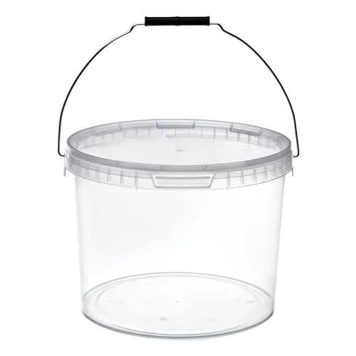 Garronda Eimer mit Deckel 10 L für die Lagerung von Lebensmittel- und Chemischen Produkten Transparent 100 Stück GD-0115