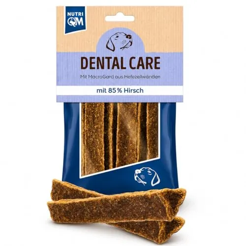 NutriQM® Dental Care Sticks Hirsch 70g | Getreidefreie Kaustangen für Hunde zur natürlichen Zahnpflege | Mit MacroGard zur Immunstärkung | 85 % Hirschfleisch | Superfood-Leckerli ohne Zuckerzusatz