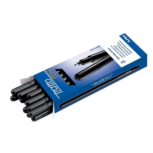 Tratto PEN Black Felt-Tip Pens (Black, 0.5 mm, Water-Based Ink, 12 Pieces)