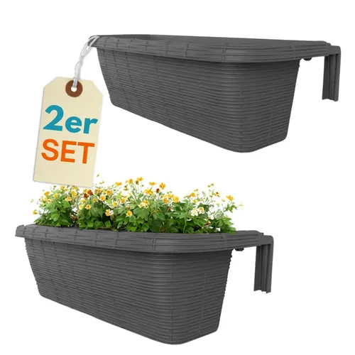 2x Blumenkasten Balkongeländer Anthrazit 60 cm von GarPet