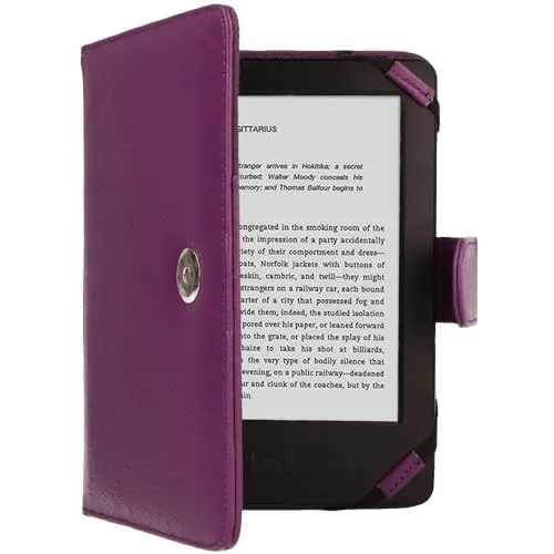 TECHGEAR Hülle für Amazon Kindle eReader, Kindle Paperwhite Folio Hülle aus PU Leder mit Magnetverschluss passt Kindle eReader (6,0 Zoll) [4 bis 10 alle Generationen] Case mit Bildschirmschutz -Lila