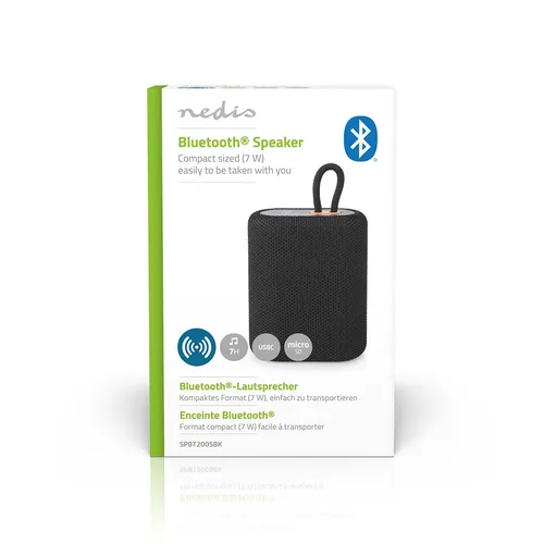 Nedis SPBT2005BK - Tragbarer Bluetooth Lautsprecher - Tragbarer Party Lautsprecher mit kabelloser Bluetooth 5.1 Technologie und 5 Watt Leistung, ideal für Musikgenuss unterwegs.