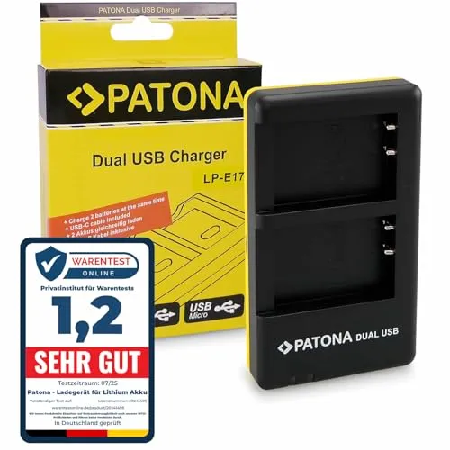 PATONA LP-E17 Akku Ladegerät 1939 (USB Dual LED) zu EOS RP R8 R50 R10 R100 77D 200D 250D 750D 760D 800D 850D M3 M5 M6 M6 II usw