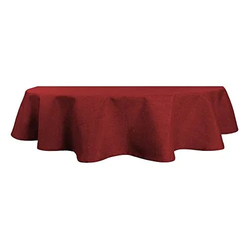Tischdecke oval 160x220 cm Struktur Leinen-Optik beschichtet Wasser und Schmutz abweisend Lotuseffekt #1083 (bordeaux)