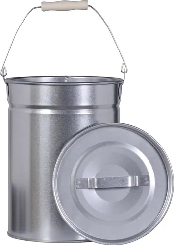FireFix Ascheeimer mit Deckel – Ø 25 cm, Höhe 30 cm, silber - Praktischer Ascheeimer mit Deckel für saubere und sichere Entsorgung. Ideal für den Einsatz im Garten oder am Kamin. Robust und stilvoll in silber.