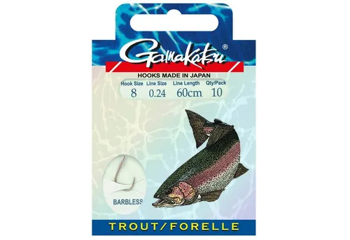 Gamakatsu Schonhaken, Gamakatsu BKD-3360B Trout Barbless Gr.8 Vorfachhaken