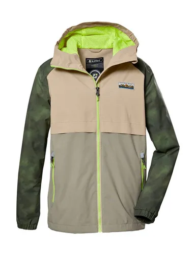 KILLTEC Kinder Funktionsjacke KOS 280 BYS JCKT - Wanderjacke für Kinder, wasserdicht mit 10.000 mm Wassersäule, verstellbare Kapuze und nachhaltige PFC-freie Herstellung für sorgenfreies Spielen bei jedem Wetter.