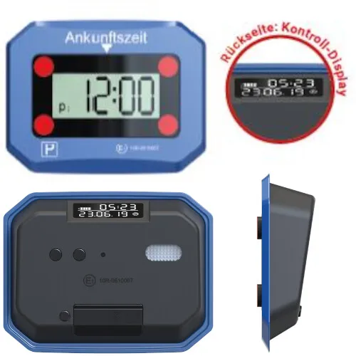 HP digitale elektronische Parkscheibe Parkuhr mit Zulassung KBA STVO blau