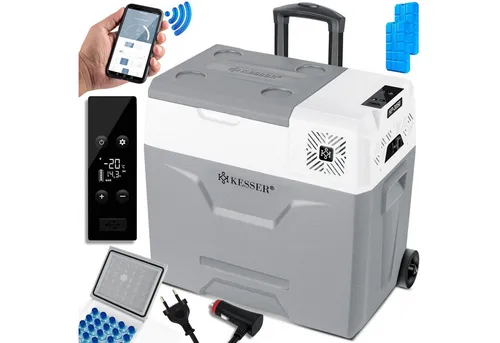 KESSER® Kompressor Kühlbox 50L mit APP-Steuerung - Kühlboxen & Kühltaschen mit 50 Liter Volumen, kühlt bis -20 °C, ideal für Reisen und Outdoor, mit APP-Steuerung und USB-Anschluss für bequemes Laden unterwegs.