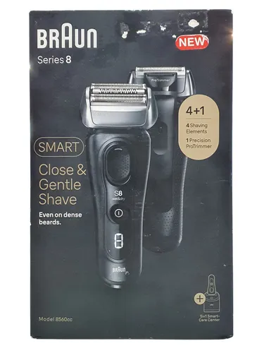 Braun Series 8 8560cc Wet Dry - Folienrasierer für Herren, leistungsstarker Akku mit 60 Minuten Laufzeit und vielseitiger Folienschaber