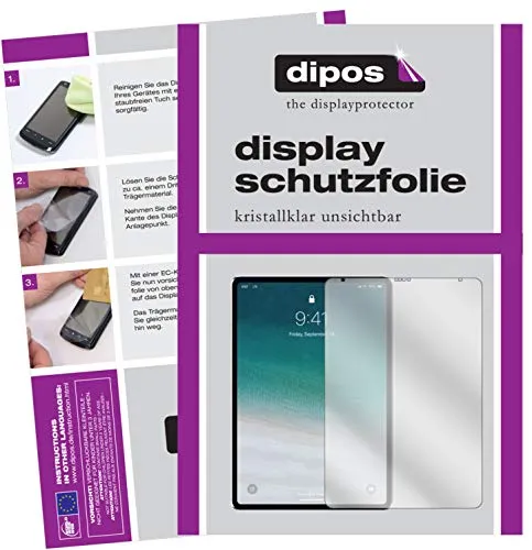 dipos I 2X Schutzfolie klar kompatibel mit Apple iPad Pro 11 Zoll (2018) Folie Displayschutzfolie