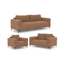 S-Style Polstergarnitur Cardea 3+2+1 in Bubble-Optik - Moderne Polstergarnitur aus weichem Strukturstoff mit hohem Sitzkomfort. Pflegeleicht, schmutzabweisend und ideal für den Alltag. Exklusive Bubble-Optik und schwarze Metallfüße für einen eleganten Look.
