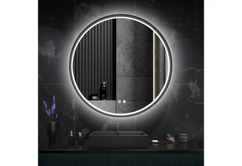 Apejoy Badspiegel 60 cm Round LED mit Beleuchtung und Antibeschlag - Eleganter Badspiegel mit LED-Beleuchtung und Antibeschlagfunktion, ideal für ein modernes Badezimmerdesign.