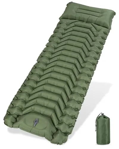 Zhufas Isomatte Selbstaufblasend, 13CM Luftmatratze Camping,Aufblasbare Isomatte, Wasserdicht Camping Matratze Outdoor, Ultraleicht Luftmatratze mit Fußpresse Pumpe, Für Wandern, Outdoor, Zelt,Strand