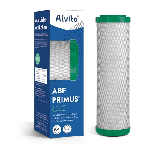 Alvito Ersatzfilter ABF Primus CLC Blockfilter - Wasserfilterkartuschen für Trinkwasser, mit EM-Keramik für optimalen Kalkschutz und einer Filterlebensdauer von bis zu 8.000 Litern.