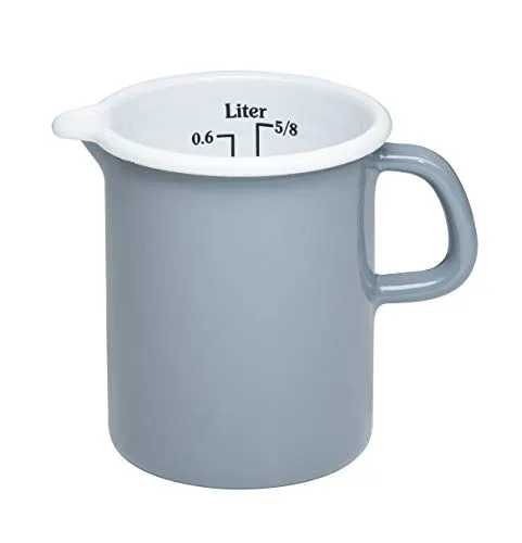 Riess, 0337-065, Küchenmaß Ø 9cm, PURE GREY, Emaille, Vol. (rec.): 0,5 Liter, Made in Österreich, LBH: 14,6x10,4x12,1cm, 0,318kg, Deckel, Induktionskocher kompatibel, Gasherd geeignet, Ofenfest