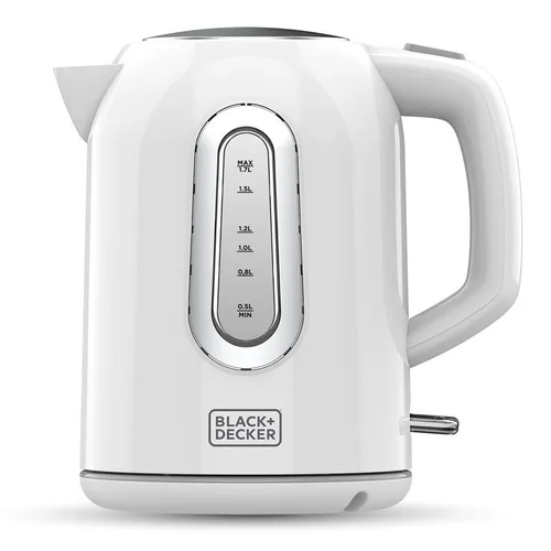 Black+Decker elektrischer Wasserkocher BXKE2204E - 1,7 l, 2200 W - Wasserkocher mit 1,7 l Fassungsvermögen und 2200 W Leistung. Ideal für schnelles Erhitzen, mit sicherer automatischer Abschaltung und 360° drehbarem Sockel für einfachen Gebrauch.