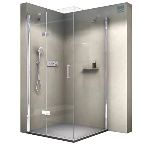 Bernstein Eckdusche DX403, 8 mm Nano Echtglas - Eckdusche aus 8 mm ESG Sicherheitsglas mit innovativer Nano-Beschichtung für einfache Reinigung. Flexibel in der Breite wählbar und mit komfortablem Hebe-Senk-Mechanismus für langlebige Nutzung.