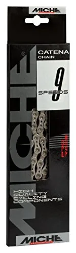 Miche 1593 Kette 9-fach - Hochwertige 9-fach Kette mit 116 Gliedern, ideal für präzise Schaltvorgänge und optimale Leistung beim Radfahren.