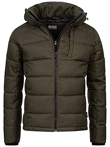 Indicode Herren Hebert Steppjacke in Daunenjacken-Optik | Winterjacke Übergangsjacke Army, S