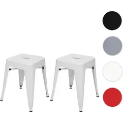 2er-Set Hocker HWC-A73, Metallhocker im Industriedesign - Hocker-Set aus pulverbeschichtetem Metall, stapelbar und platzsparend. Ideal für moderne Einrichtungen, mit stabilen Querstreben und bodenschonenden Gummifüßen.