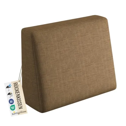 sunnypillow Palettenkissen Outdoor, wasserdicht, UV-lichtecht - Rückenkissen 60x40x20/10cm - Palettenauflage für Palettensofa für Haus und Garten - Palettenpolster für Palettenmöbel - Kissen Braun