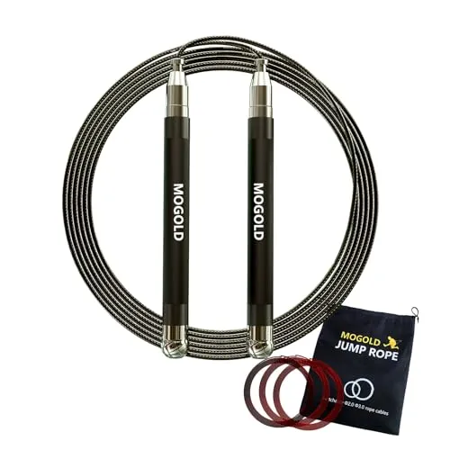 Mogold Springseile Boxen Erwachsene Fitness, Längenverstellbar Speed Rope Seispring, Silikonhülle, Metallgriff Geschwindigkeitsseilkabeln für Fitness, Home Workout