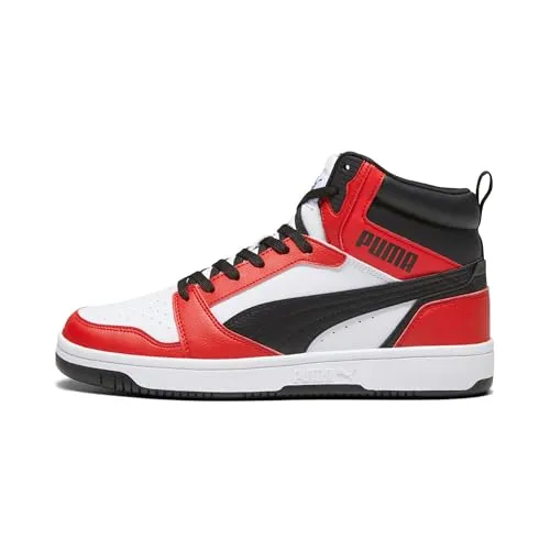 PUMA Unisex Rebound V6 Sneaker, White Black for All Time Red, 38 EU - Herren-Sneaker mit mittelhohem Schaft und softfoam Einlegesohle, ideal für Komfort und Stil im Alltag.