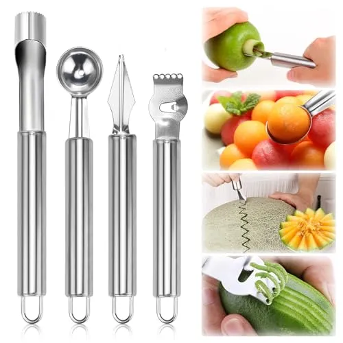 LPZMPZ Melonenausstecher Kugeln Apfelentkerner Fruchtschnitzwerkzeuge Zestenreisser Apfelausstecher Melonenlöffel Kugelausstecher Edelstahl Obstwerkzeug Set Zestenreisser Obstreibe Messer