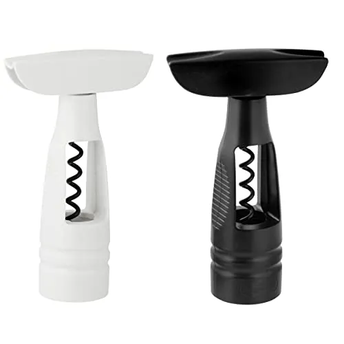Fackelmann EASY Corkscrew, Wine Bottle Opener, Easy Use Large Easy Grip Handle, Self-Pulling, Non-Stick Spiral, 22.6x11.6x4.5cm, Black or White