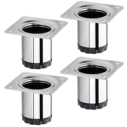 SOTECH 4 Stück Möbelfüße Bravo Höhe 50 mm (+ 10 mm) Ø 40 mm Chrom poliert höhenverstellbare Schrankbeine aus Stahl belastbar bis 50 kg pro Möbelbein