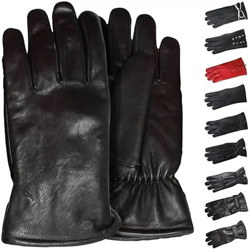 German Wear Damen Lederhandschuhe Lammnappa Handschuhe echtleder winter Handschuhe Gl-3 Schwarz - L=8 Handumfang 22cm