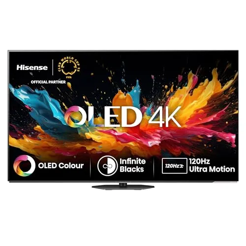 Hisense 65A85N 65 Zoll 4K UHD OLED Smart TV - 4K UHD OLED Fernseher mit Dolby Vision IQ & Atmos für atemberaubende Bild- und Klangqualität. Ideal für Gamer mit Game Mode Pro und HDMI 2.1 für ruckelfreies Spielvergnügen.