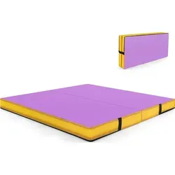 COSTWAY Turnmatte klappbar, 122x122x10cm Weichbodenmatte, Gymnastikmatte, Sportmatte mit Tragegriffe, Yogamatte - Lila