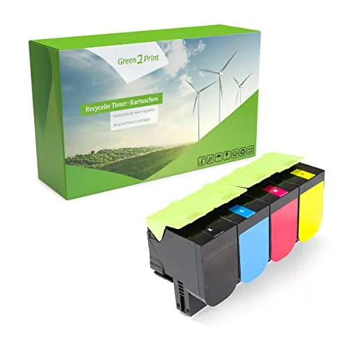 Green2Print Toner-Set für Lexmark - Umweltfreundliches Toner-Set mit 4 Kartuschen (1x 2500, 3x 2000 Seiten), passend für Lexmark CX310N, CX410E und mehr. Hochwertige, recycelte Qualität für brillante Druckergebnisse.
