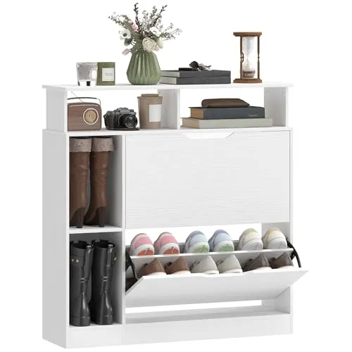 HOMCOM Schuhschrank mit 2 Klappen