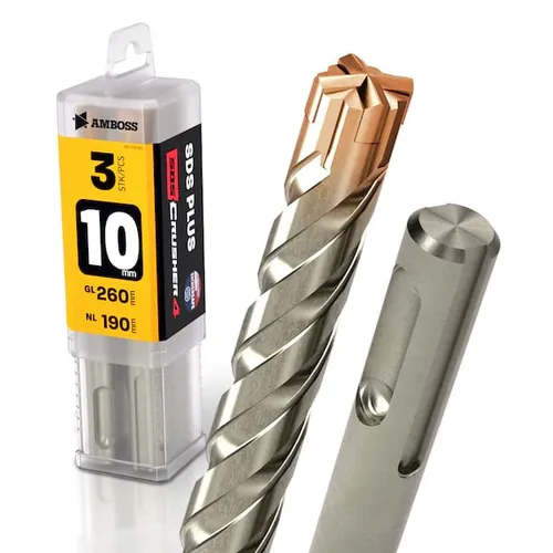 SDS Plus Hammerbohrer 4X Schneiden PGM Ø 10mm x 190mm - AMBOSS Werkzeuge SDS