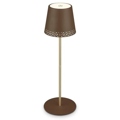 BRILONER LED Tischlampe kabellos mit Touch - Tischbeleuchtung für den Außenbereich, dimmbar in 3 Stufen und höhenverstellbar, ideal für Camping und gemütliche Abende im Freien.