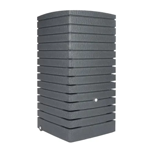 FLORANTIA Regentonne eckig Regenwassertank Quadrum 320 Liter anthrazit aus UV- und witterungsbeständigem Material. Regenfass BZW. Regenwassertonne mit kindersicherem Deckel und Messinganschlüssen