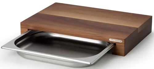 Continenta Walnut Wood 4210 Schneidebrett - Hackbrett aus hochwertigem Walnussholz mit abnehmbarer Edelstahl-Schublade, perfekt für Profis und Hobbyköche. Ideal für eine stilvolle und funktionale Küchenarbeit.