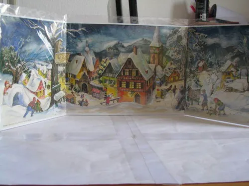 Nostalgischer Adventskalender im Panorama-Format Weihnachtsdorf Sellmer