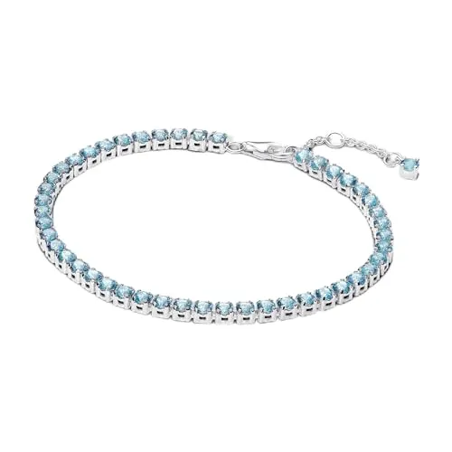 PANDORA Funkelndes Blaues Tennisarmband aus Sterling-Silber, mit Kristallen verziert, aus der Timeless Kollektion, Länge: 16 cm, 591469C03-16