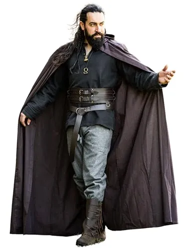 Leonardo Carbone® Unisex Mittelalter Umhang Gunnar - Mittelalter Kleidung Damen & Herren, Cape Männer, Hobbit Kostüm, LARP, Wikinger, Cosplay, Halloween, Karneval - 100% Baumwolle Dunkelbraun